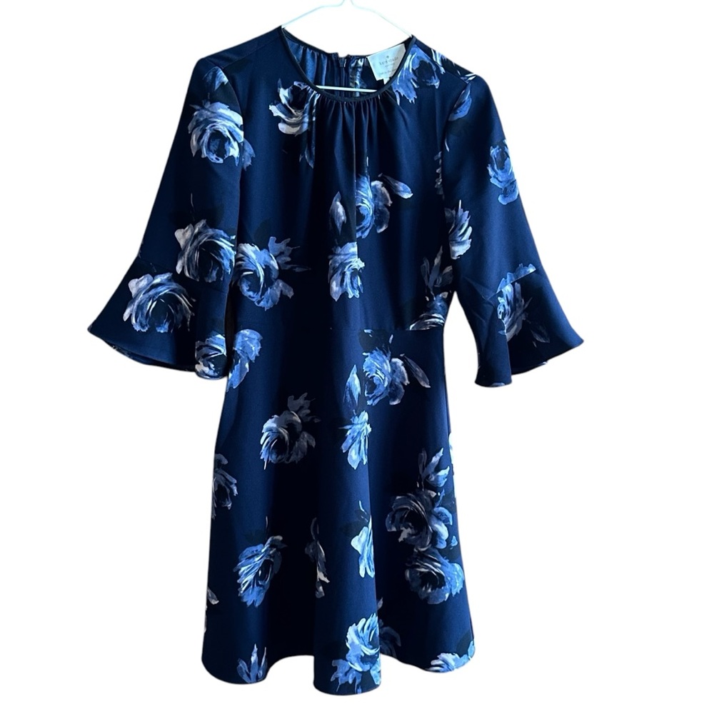 Kate Spade Navy Blue A-line Bell Sleeve Dress Women Sz 2